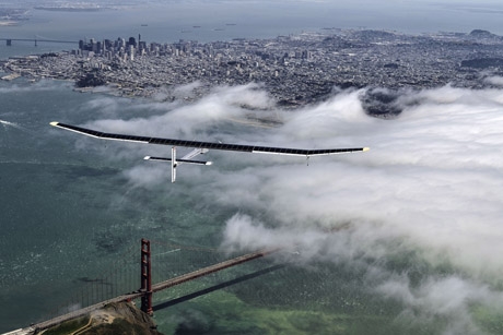 Solar Impulse, as it glided over San Francisco in preparation for the cross-country flight in 2013.